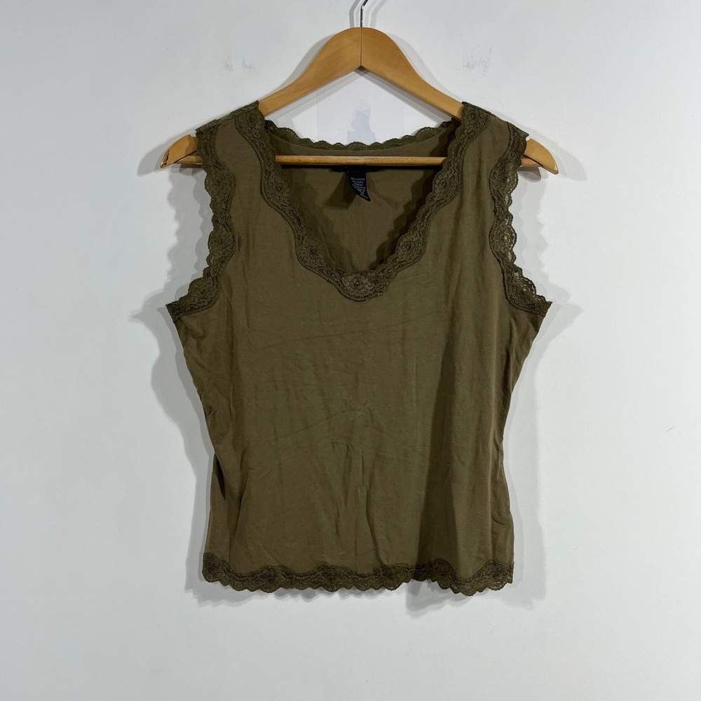 Context Y2K Forest Fairy Lace Trim Tank Top Sleeveless Womens‎ Medium Pet Preppy